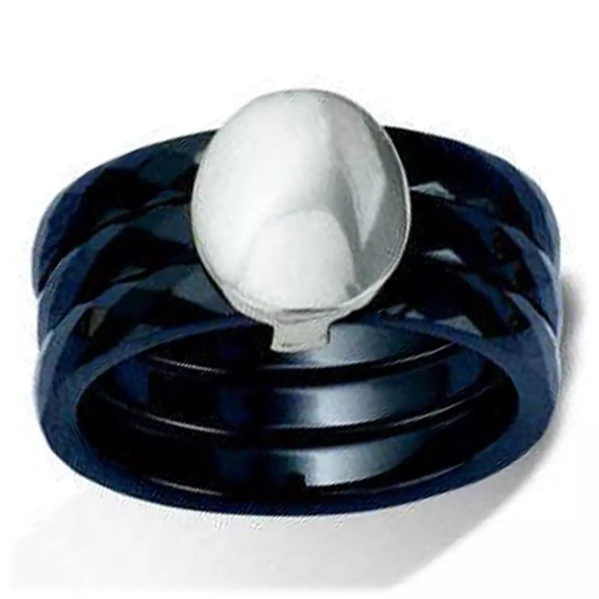 les trésors de lily Bague Argent 'Chorégraphie' noir céramique argenté (rhodié) 11 mm [L7100]