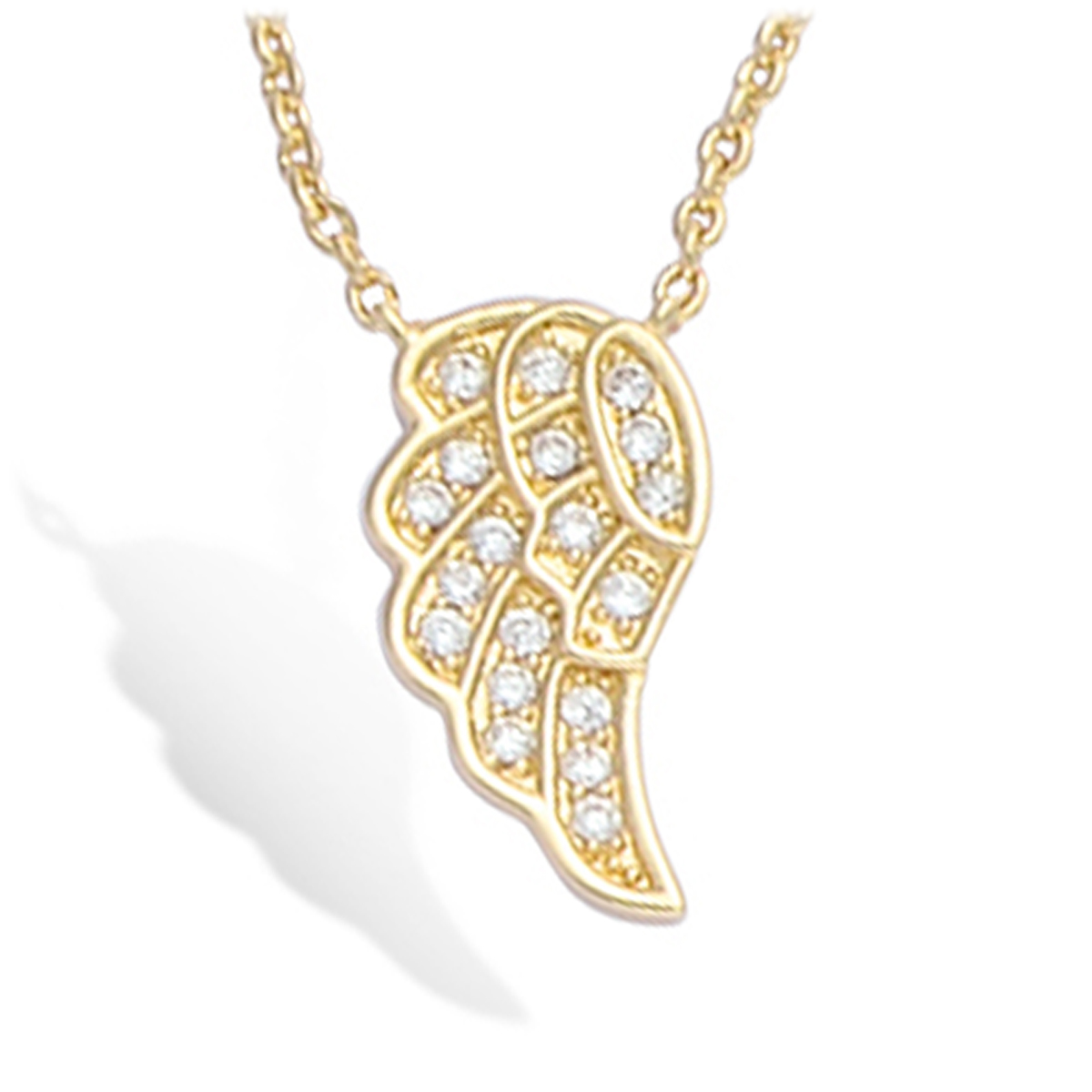 Collier Plaqué-Or \'Les Ailes d\'Ange\' blanc doré - 15x8 mm - [L2002]