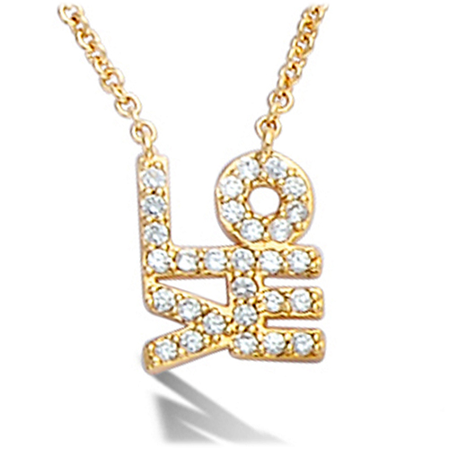 Collier Plaqué-Or \'Love\' blanc doré - 10 mm - [L2003]