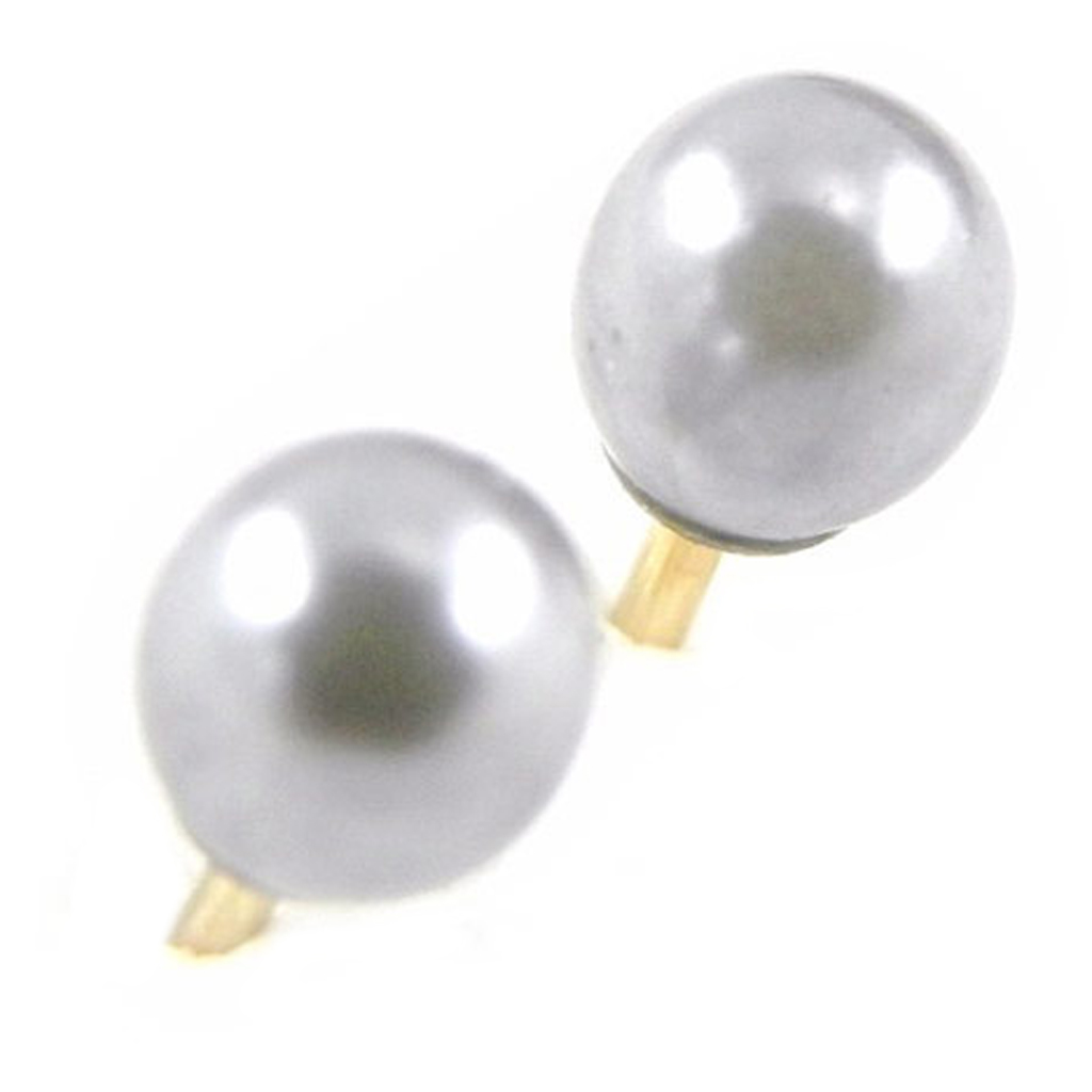 BO Plaqué Or Perles Grises 4 mm - [B8466]