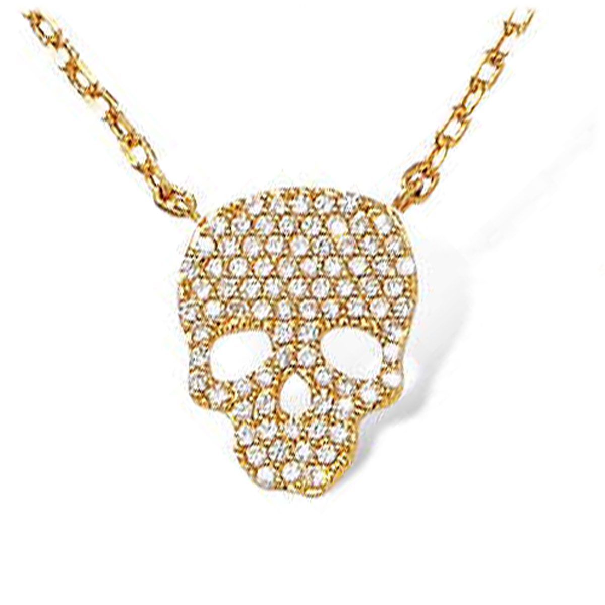 Collier Plaqué-Or \'Tête de Mort\' blanc doré - 10x15 mm - [K6683]