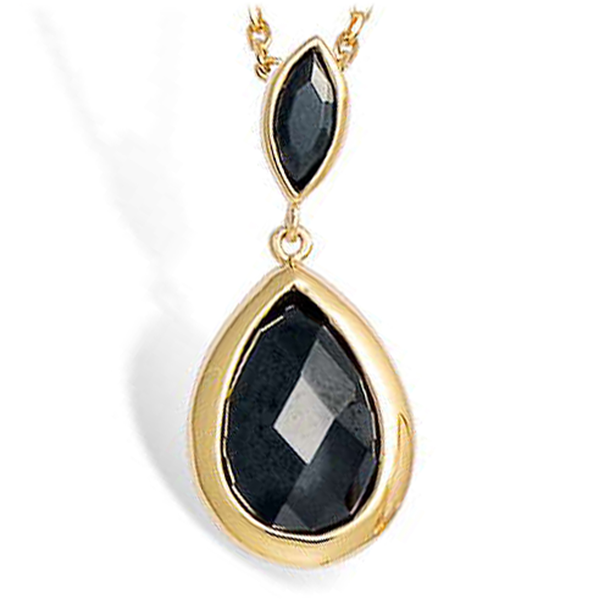 Pendentif Plaqué Or \'Linda\' noir doré - 30x12 mm - [K6687]