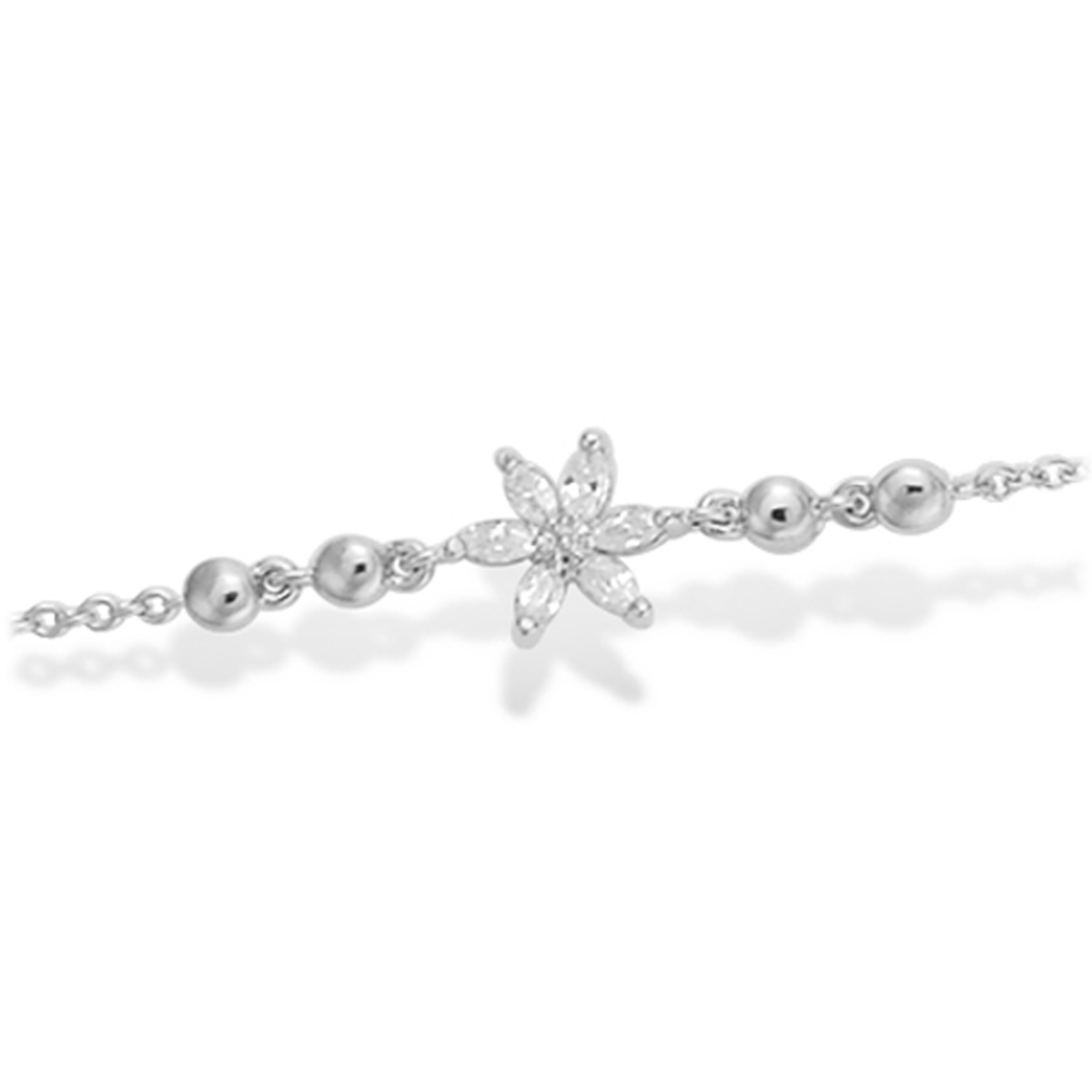 Bracelet Argent \'Flora\' blanc argenté (rhodié) - 7 mm - [L2014]