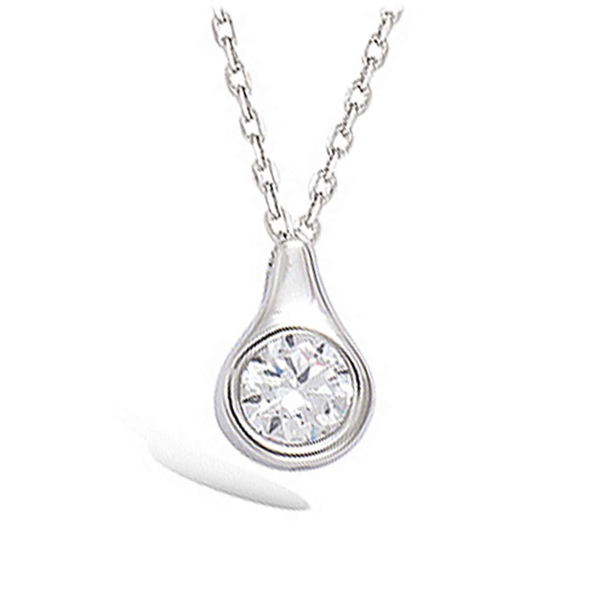 Collier Argent \'Unique\' Blanc argenté (rhodié) - 12x8 mm - [L2021]