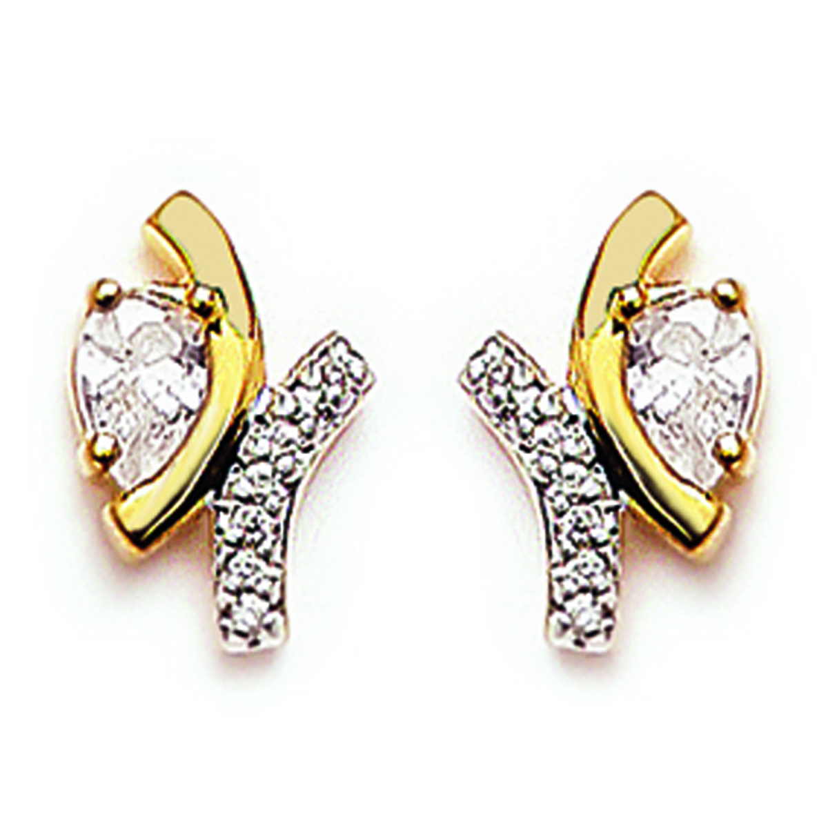 Boucles plaqué or \'Pretty\' Blanc doré - 9x13 mm - [B8488]