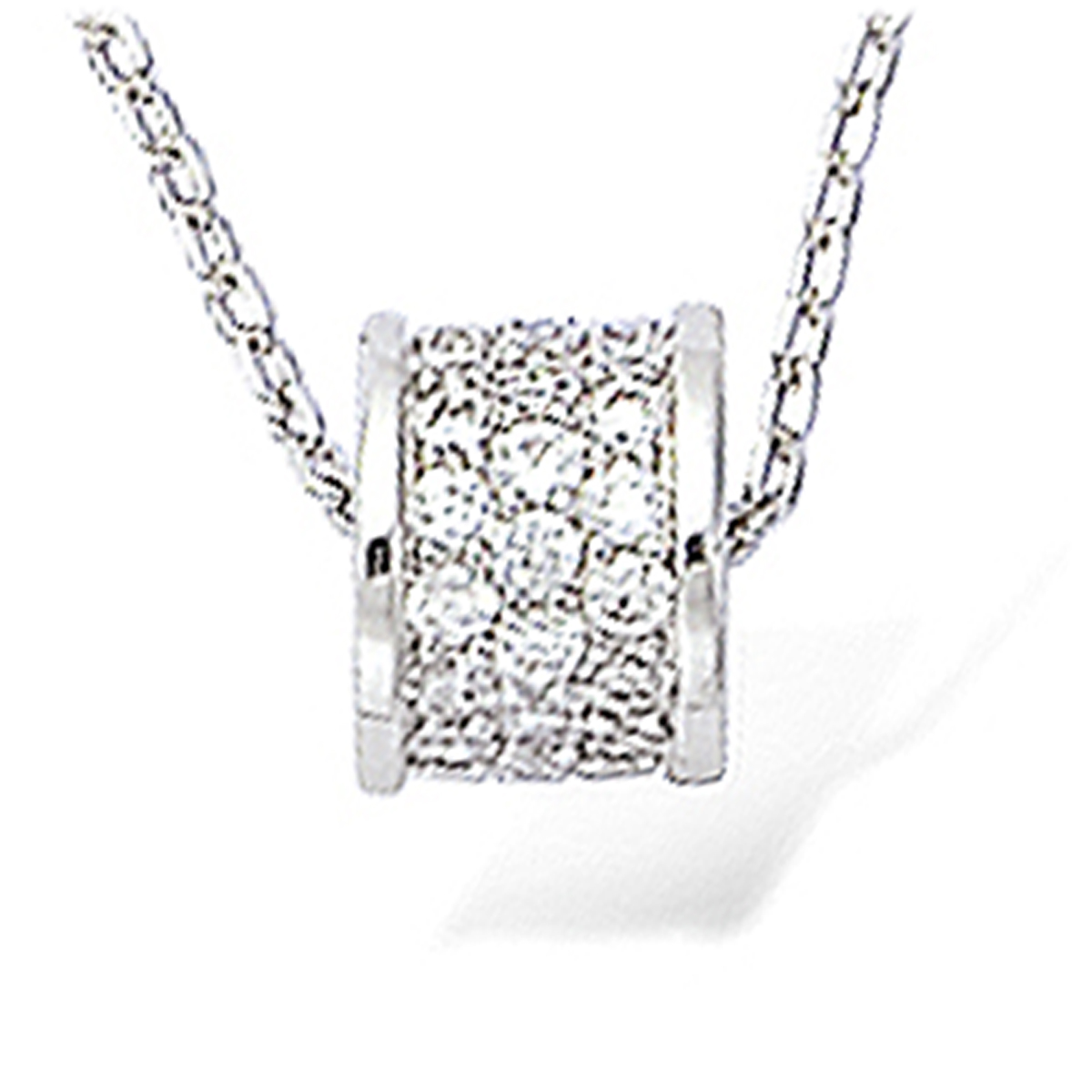 Collier Argent \'Déesse\' Blanc argenté (rhodié) - 6x8 mm - [L2024]