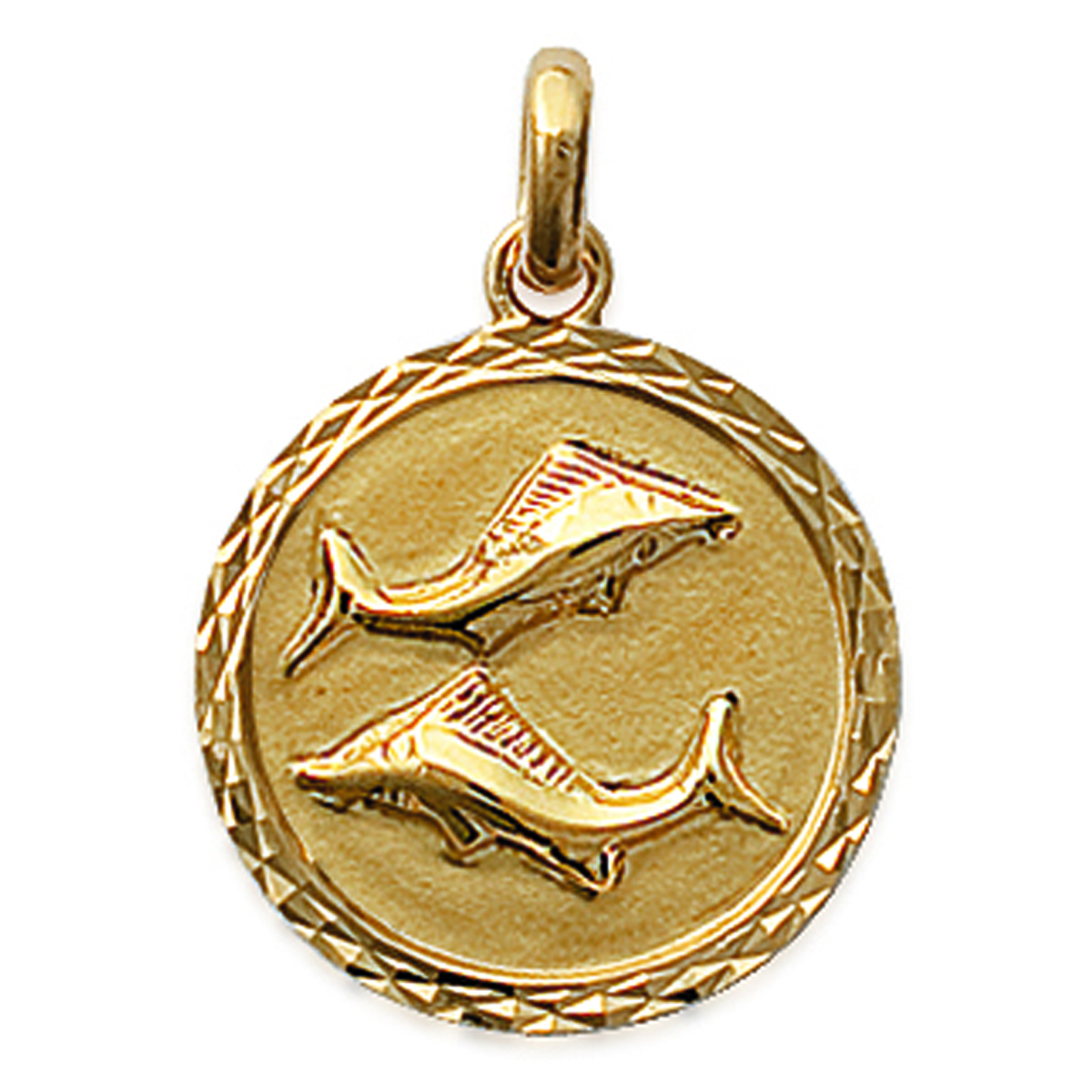 Pendentif Plaqué Or \'Poissons\' doré - 17 mm - [B8493]