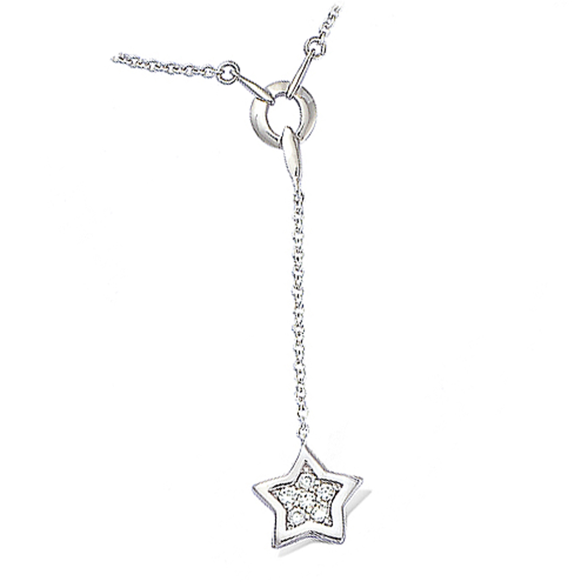 Collier Argent \'Etoiles\' blanc argenté (rhodié) - 45x10 mm - [L2028]