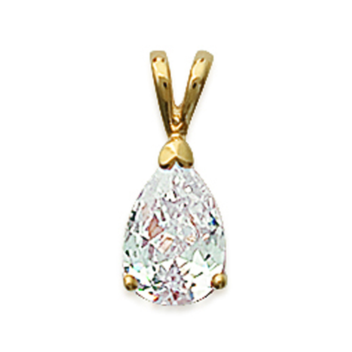 Pendentif Plaqué Or \'Goutte Cristalline\' Blanc doré - 6x10 mm - [B8507]