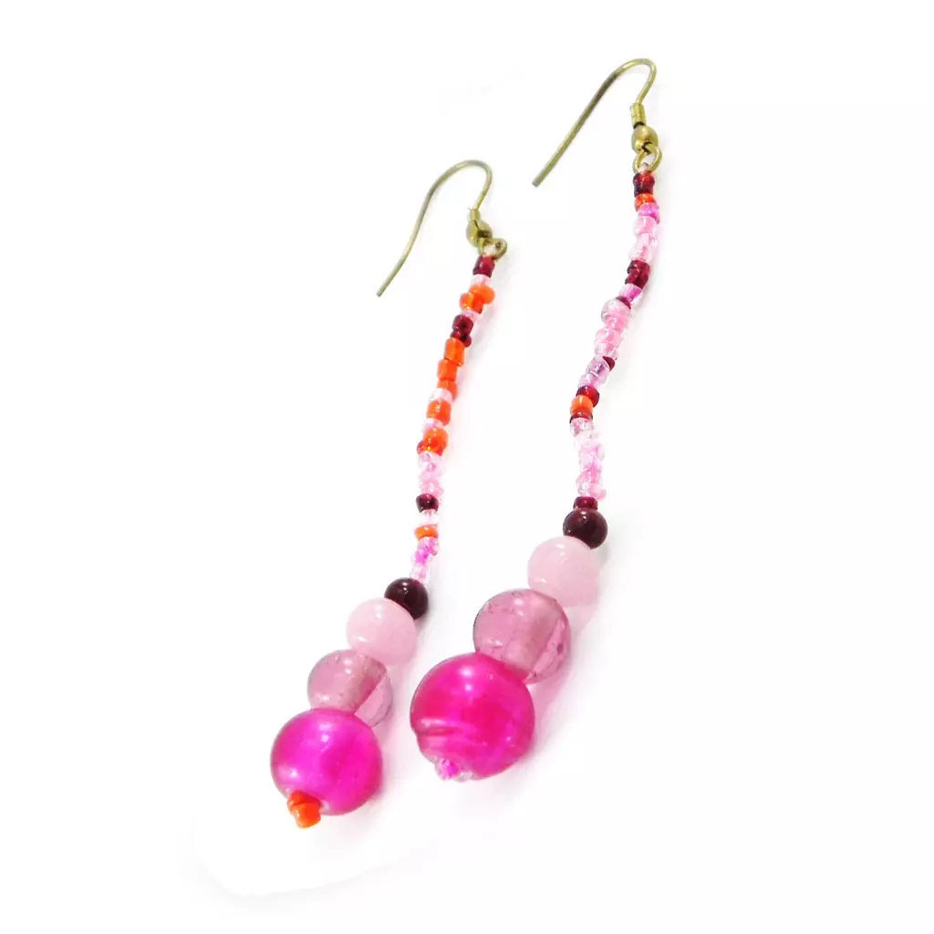 les trésors de lily Boucles 'Calcutta' Rose Rouge [B8548]