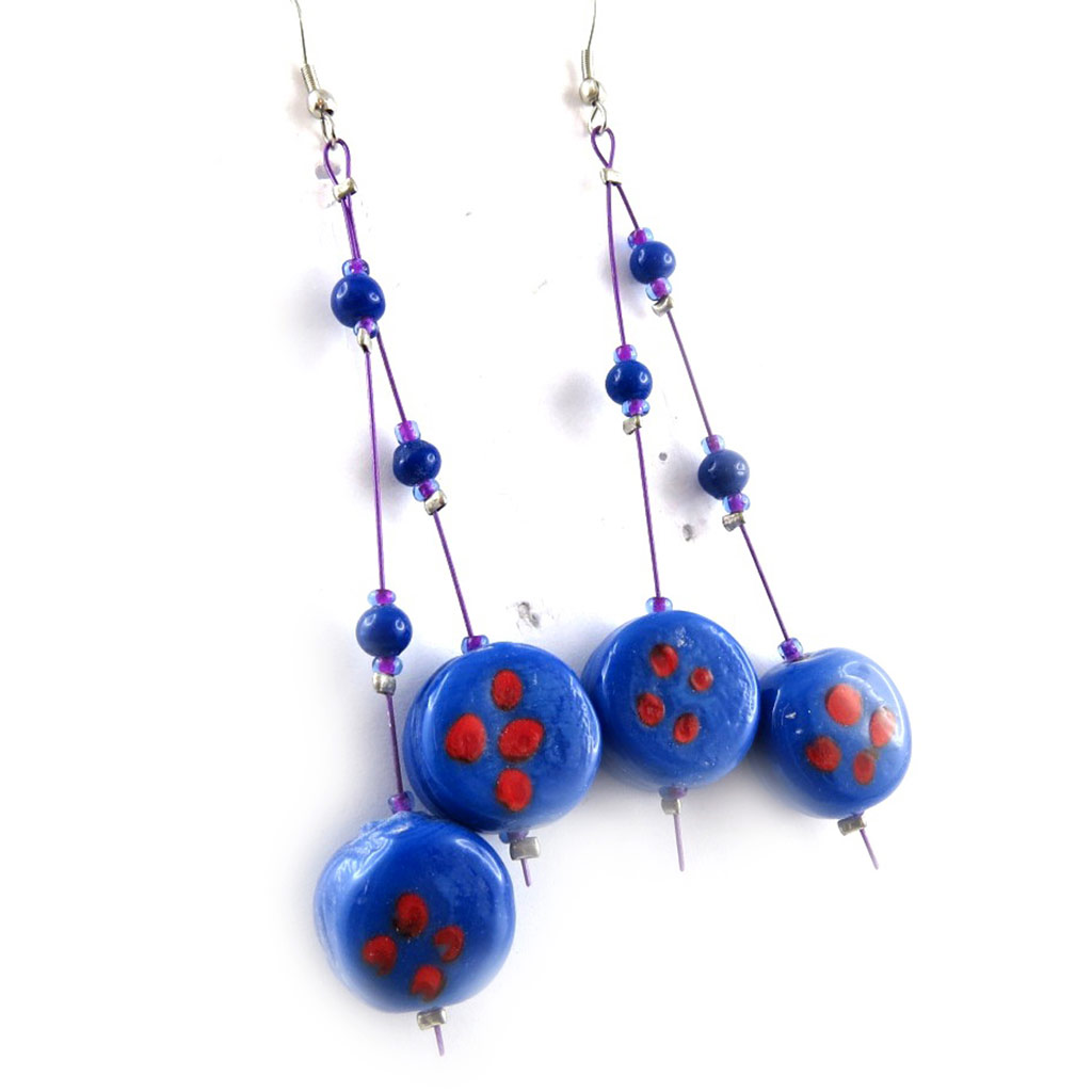 Boucles \'Calcutta\' Bleu  - [B8550]