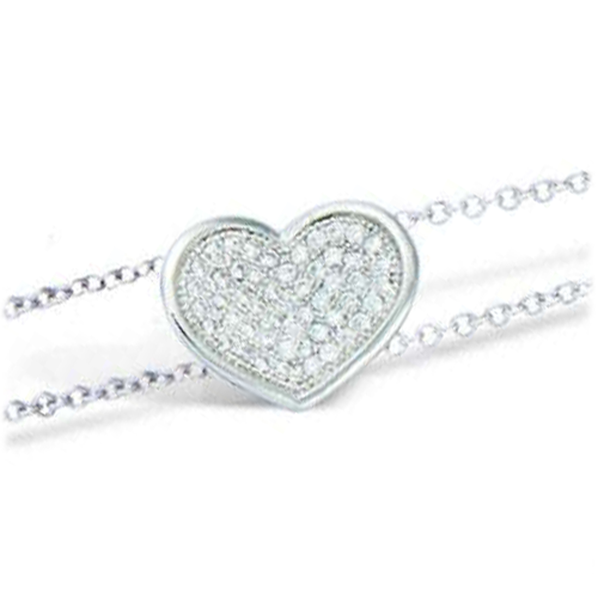Bracelet argent \'Love\' blanc argenté (rhodié) - 10x12 mm - [L7188]