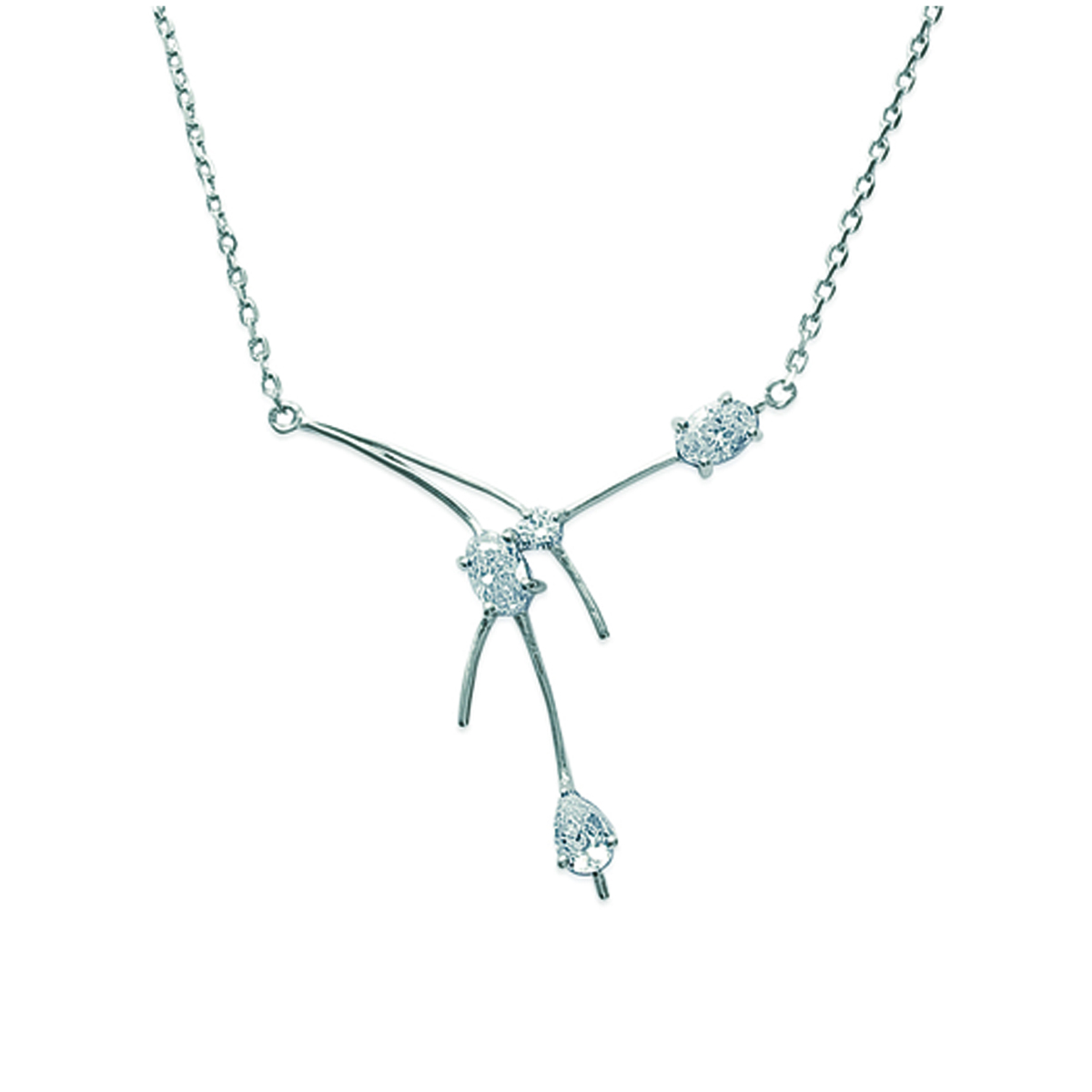 Collier Argent \'Severine\' Blanc argenté (rhodié) - 33x35 mm - [B8818]