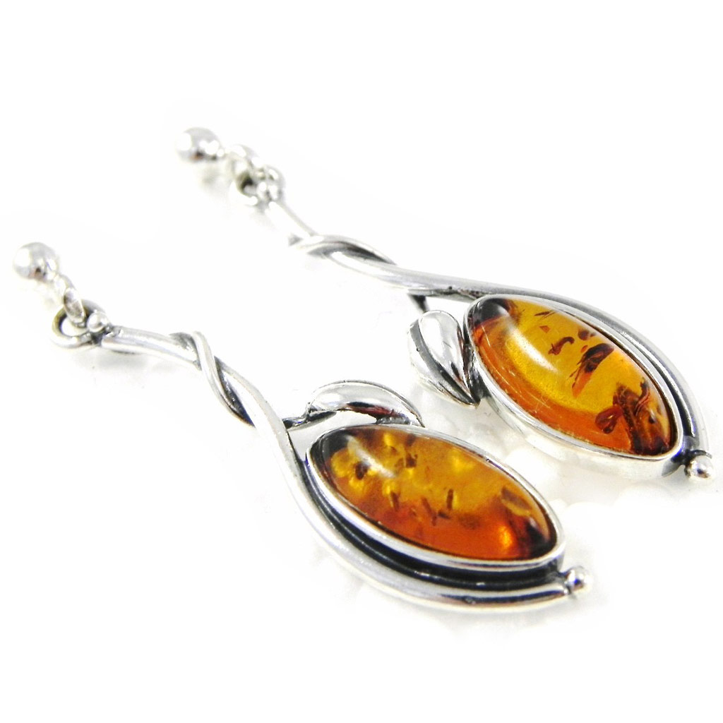 Boucles Argent \'Inspiration\' Ambre  - [H5071]