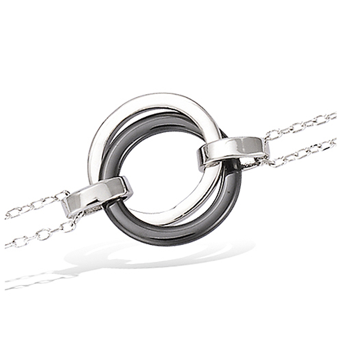 Bracelet Argent \'Chorégraphie\' noir céramique - 20 mm - [L7196]