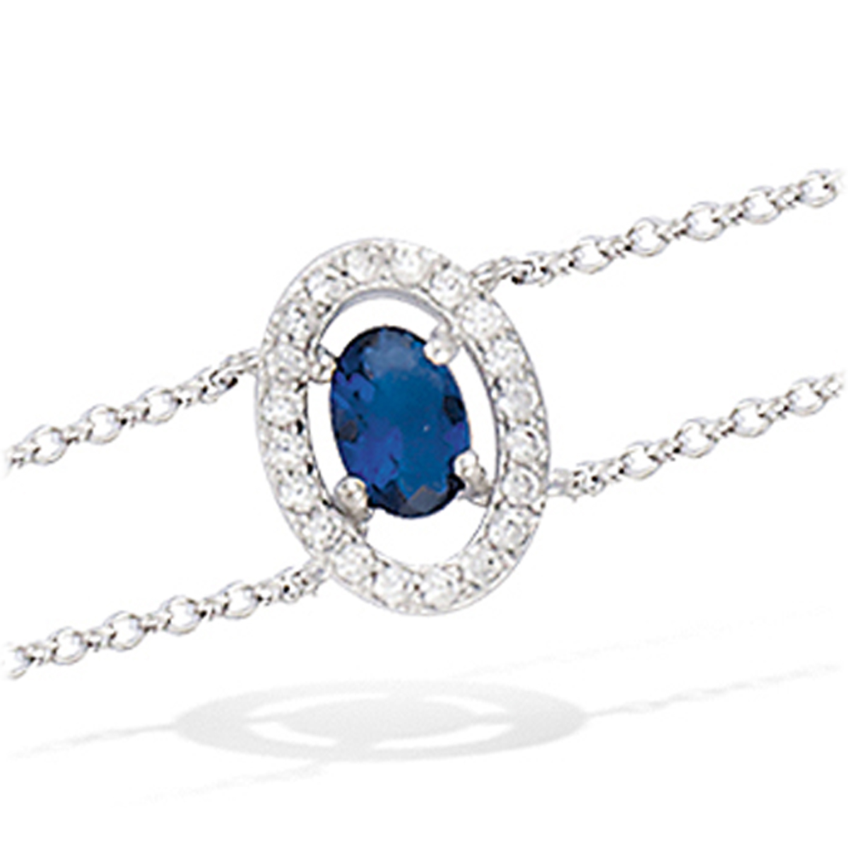 Bracelet Argent \'Sissi\' saphir blanc (rhodié) - 12x9 mm - [L7208]