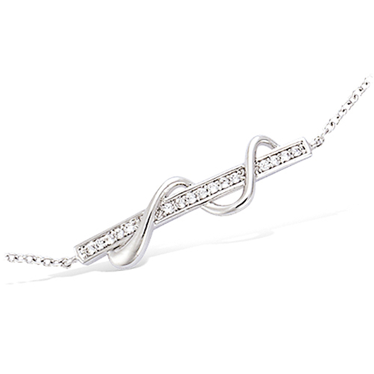 Bracelet Argent \'Sissi\' blanc argenté (rhodié) - 25x5 mm - [L7215]