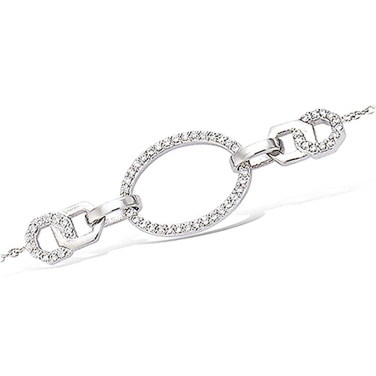 Bracelet Argent \'Sissi\' blanc argenté (rhodié) - 40x13 mm - [L7216]