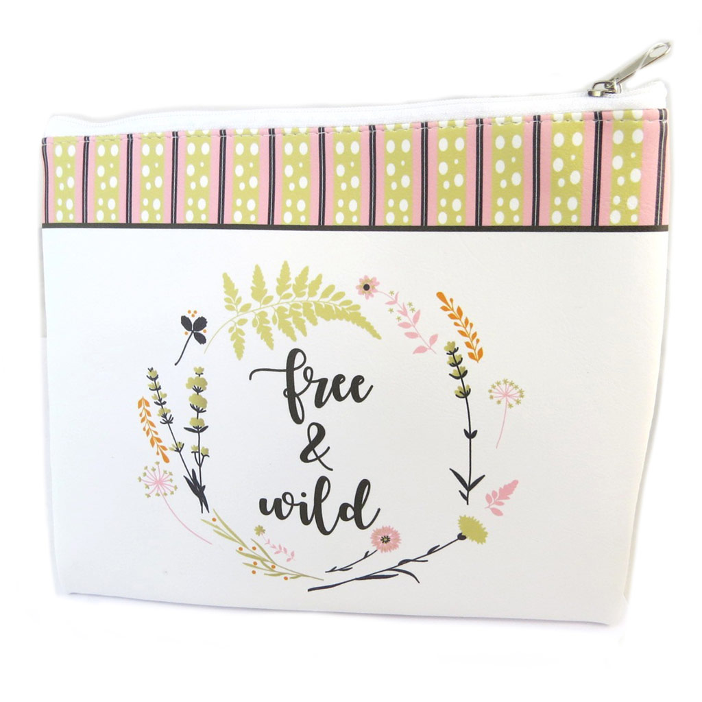 Trousse plate \'Boho\' blanc rose vert (Free & Wild) - 225x19 cm - [P2951]