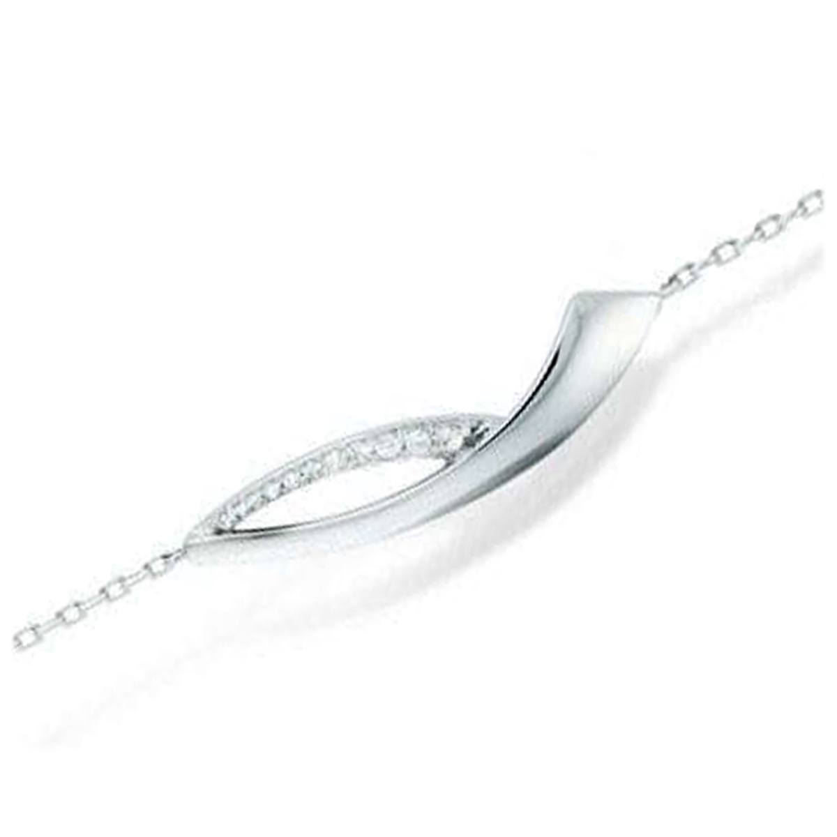 Bracelet Argent \'Sissi\' blanc argenté (rhodié) - 35x7 mm - [L7223]
