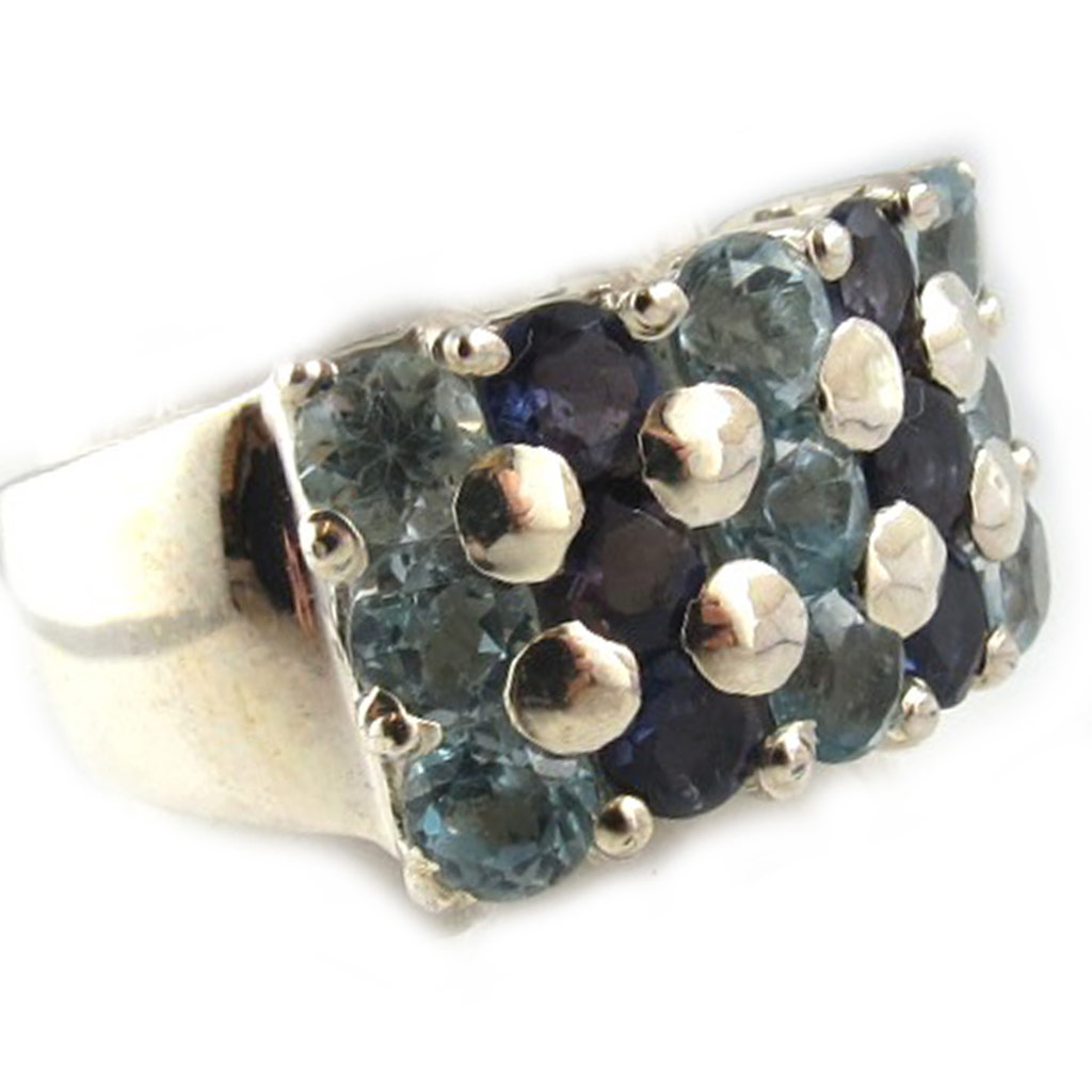 Bague Argent \'Les Précieuses\' Bleu Marine  - [B9220]