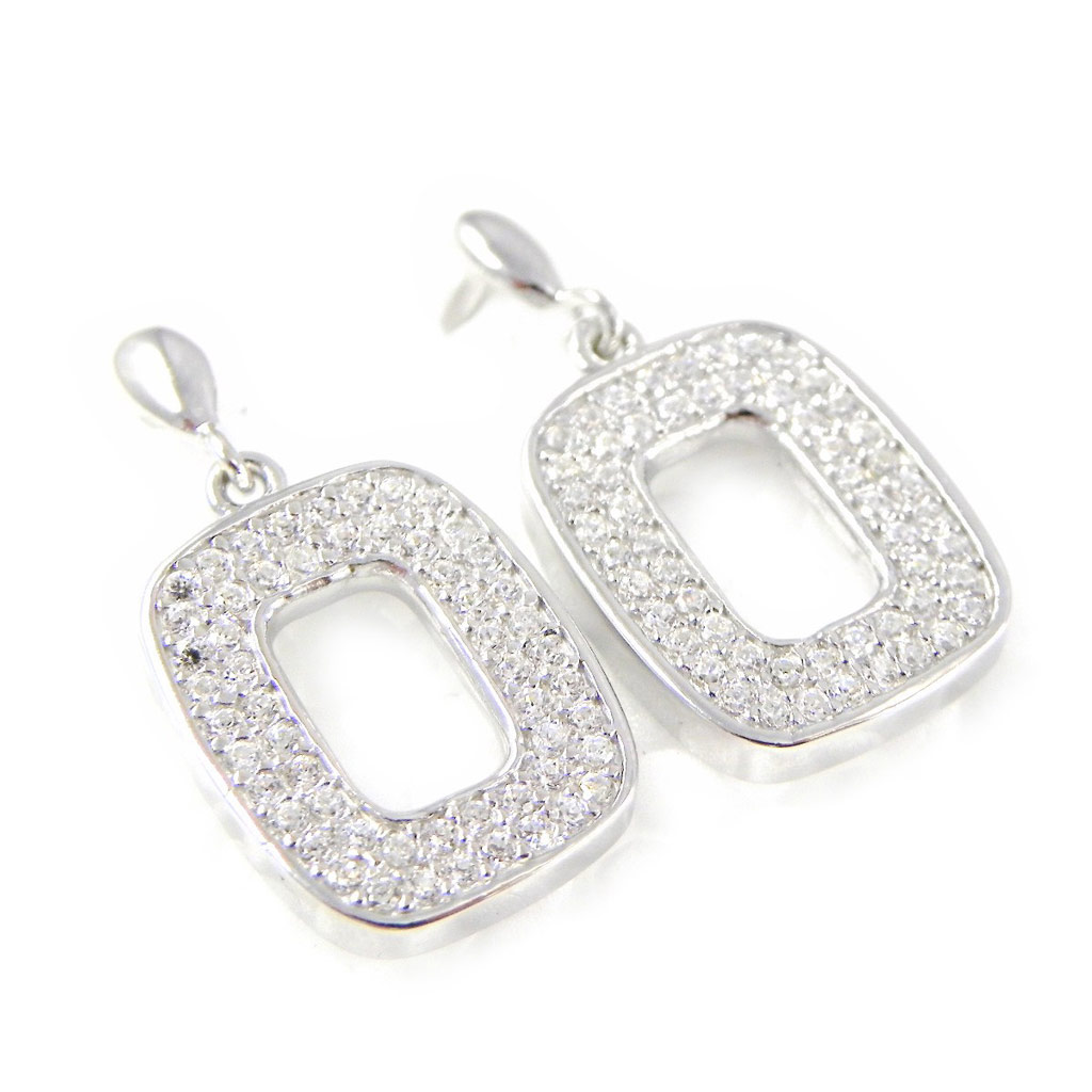 Boucles Argent \'Déesse\' Blanc - [H5486]