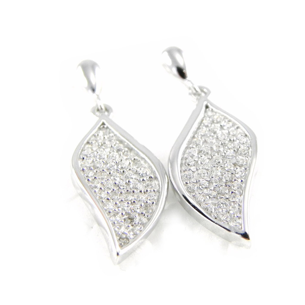 Boucles Argent \'Déesse\' Blanc - [H5495]