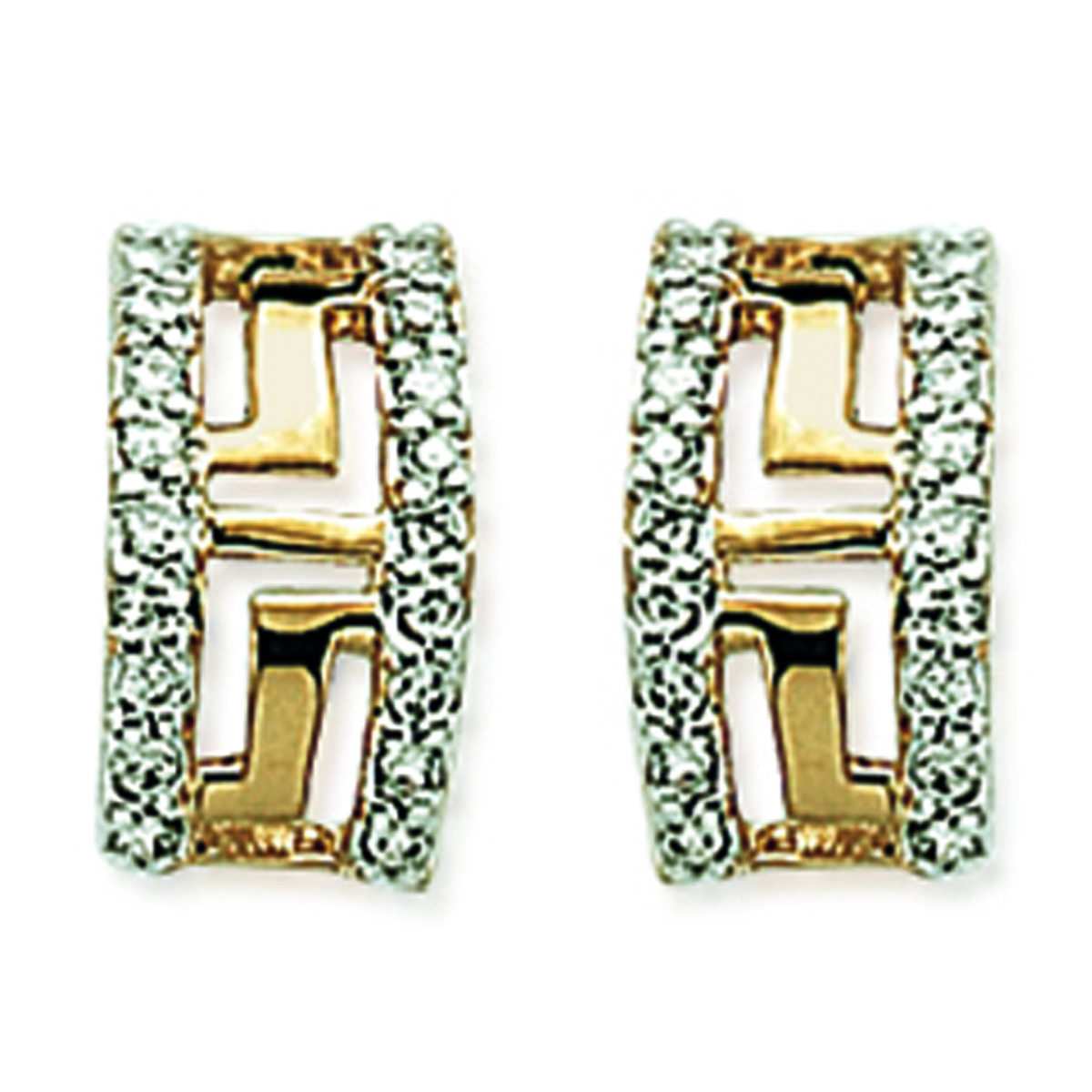 Créoles Plaqué Or  \'Rhodes\' Blanc Doré - 7x13 mm - [B9407]
