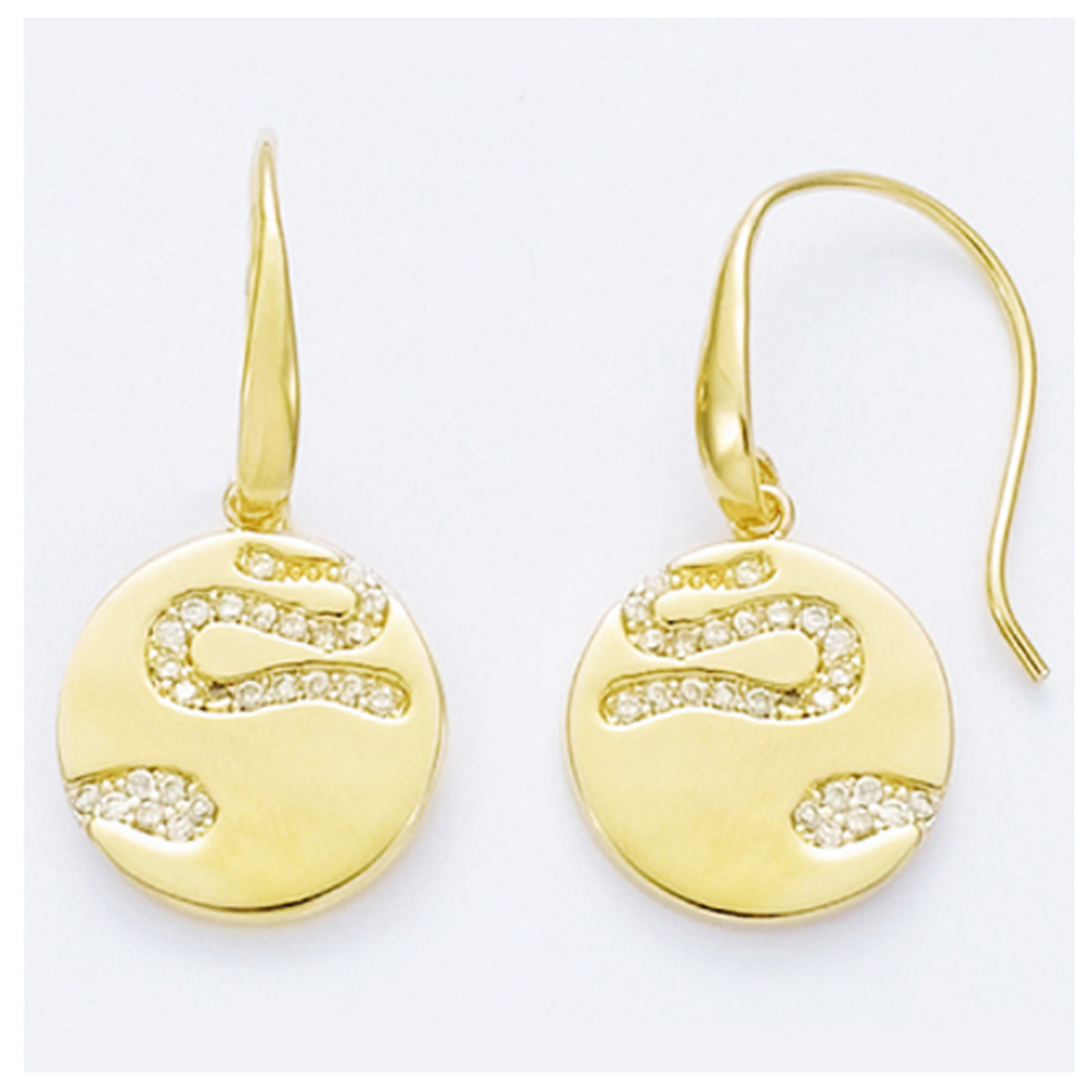 Boucles Plaqué Or \'Déesse\' blanc doré - 15 mm - [H5524]