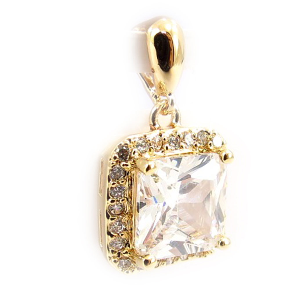 Pendentif Plaqué Or \'Sissi\' blanc doré - 11x11 mm - [K7164]