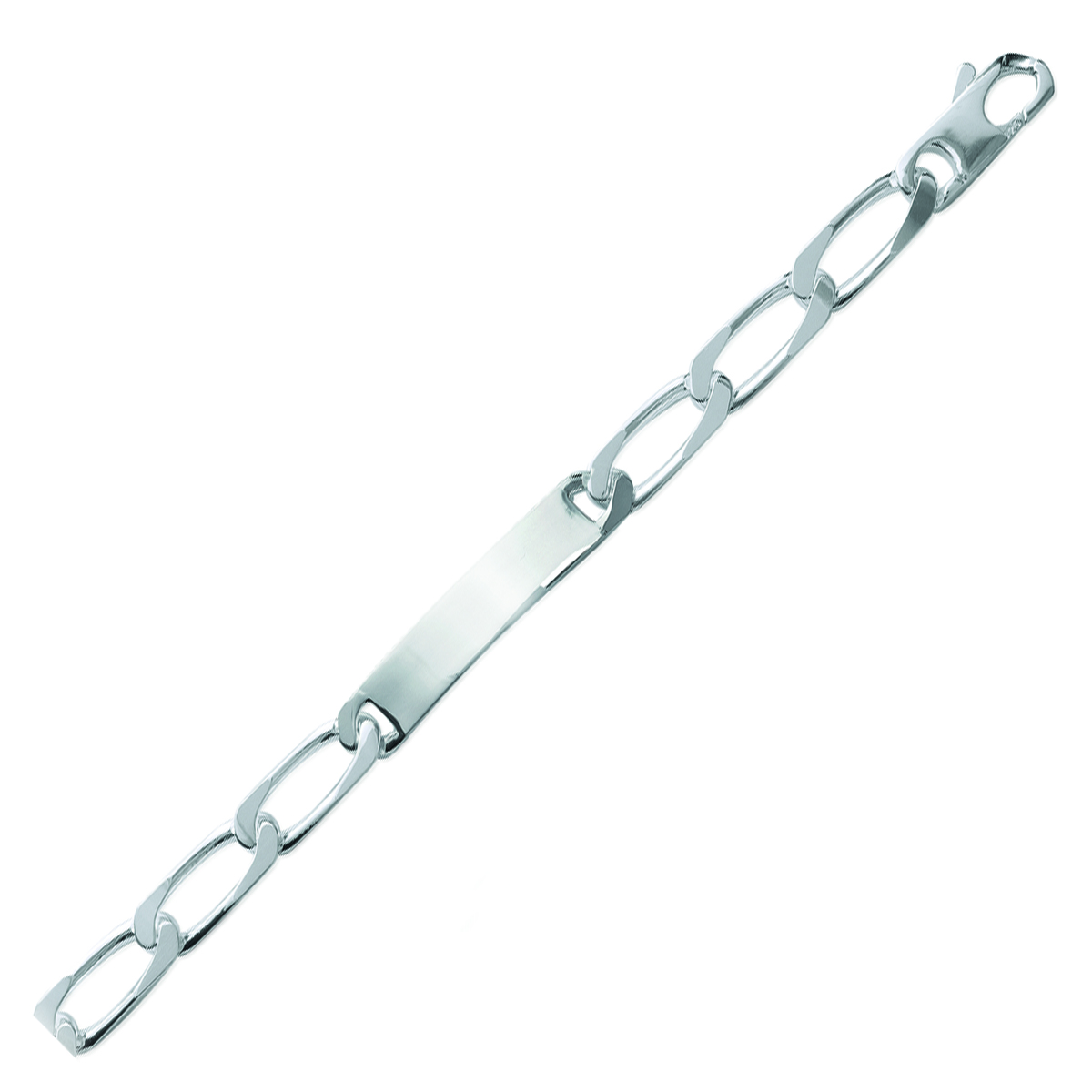 Gourmette Argent \'Identité\' cheval diamantée - 22 cm 9 mm - [G1325]