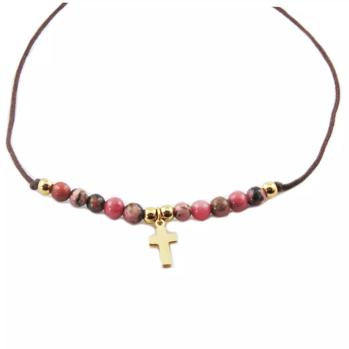 les trésors de lily Bracelet acier 'Croix' rose doré 10x7 mm [R0134]