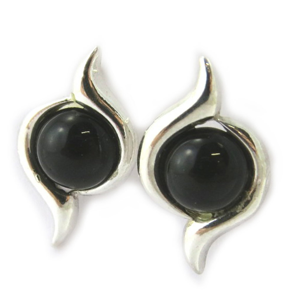 Boucles Argent \'Déesse Noir de Jais\'  - [H5564]