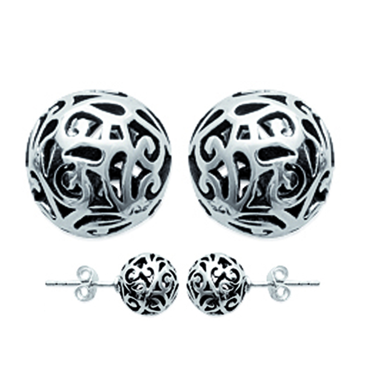 Boucles Argent \'Géode Thai\' argenté - 7 mm - [B9413]