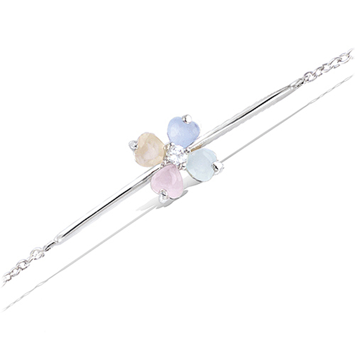 Bracelet Argent \'Fleurs de Cristal\' tutti frutti pastel (rhodié) - 9x9 mm - [Q1075]