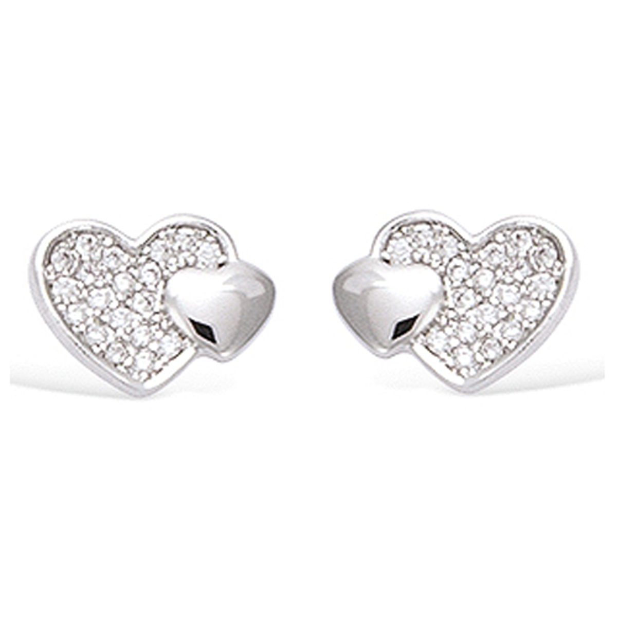 Boucles Argent \'Love\' blanc argenté (rhodié) - 11x8 mm - [N6879]