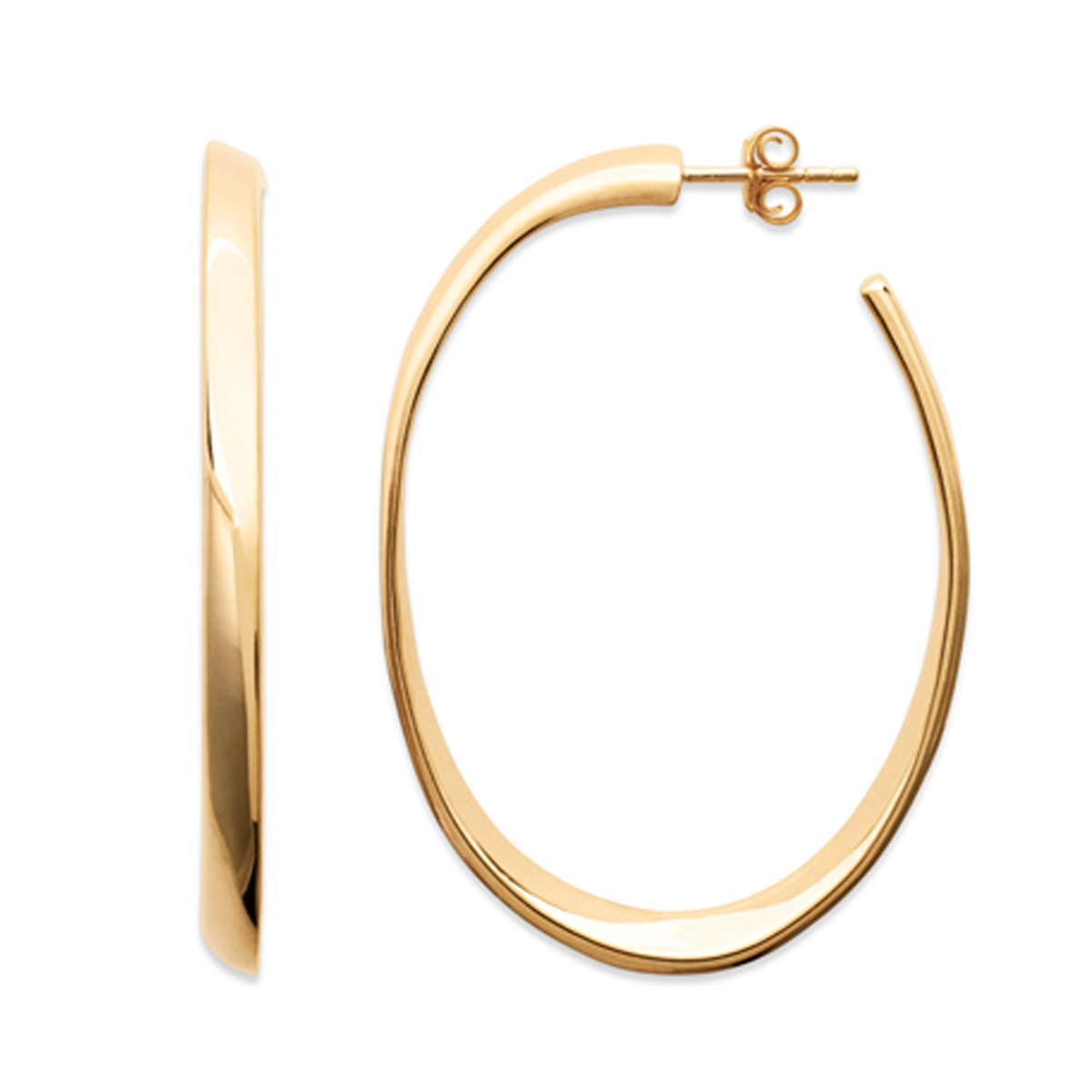 Créoles plaqué or \'Valse\' doré - 42x30x3 mm - [B9424]