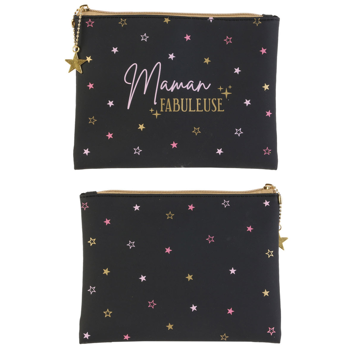 Trousse plate \'Maman\' noir (Maman fabuleuse) - 20x15 cm - [R2522]