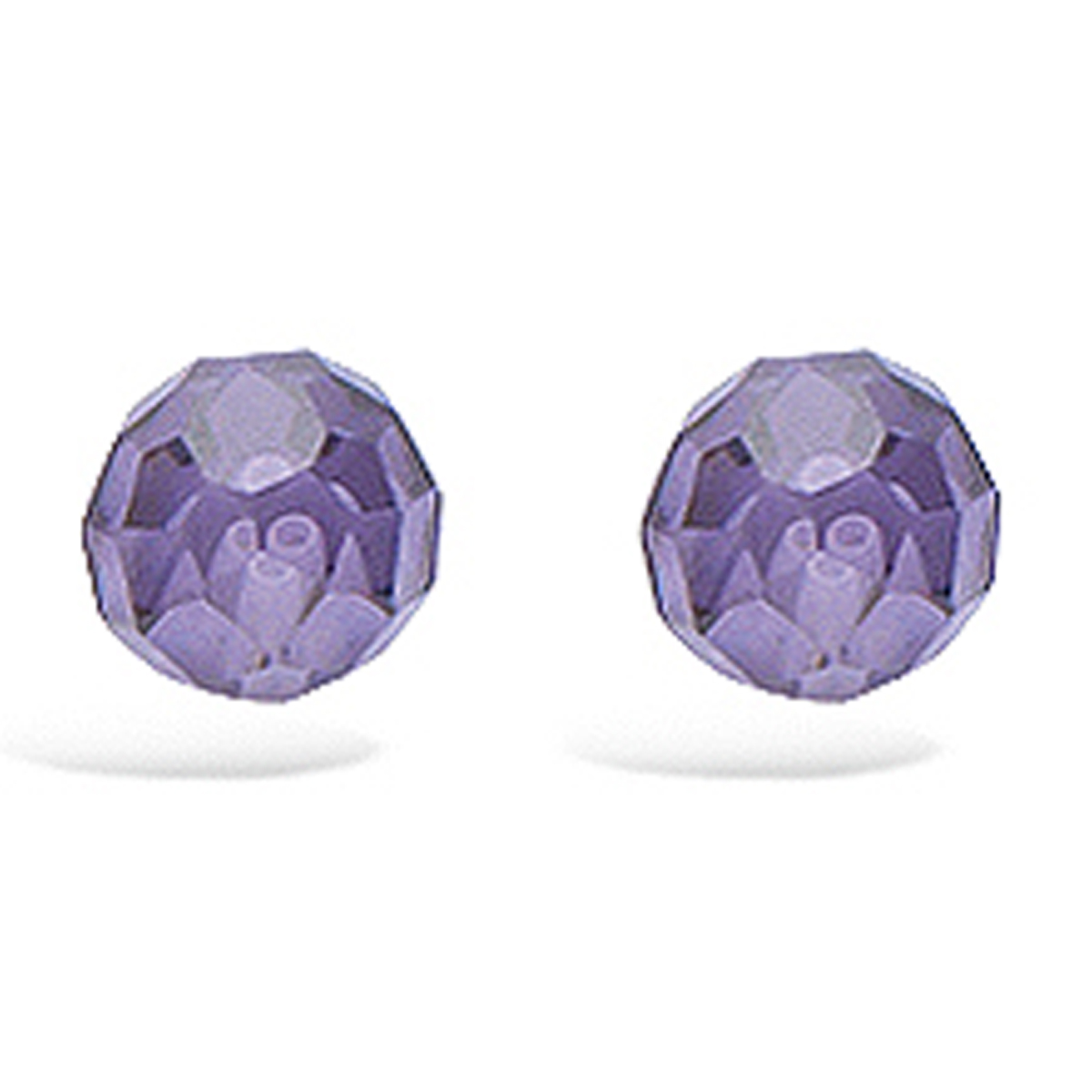 Boucles Argent \'Boules de Cristal\' violet - 6 mm - [N6884]
