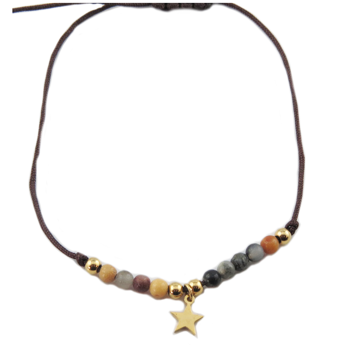 Bracelet acier \'Une Etoile est Née\' multicolore doré - étoile 7 mm - [R0146]