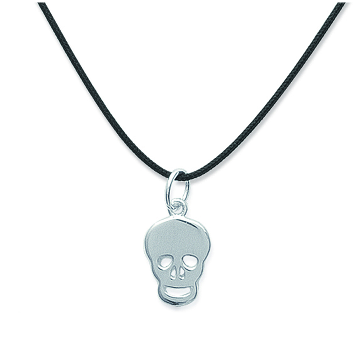 Collier Argent \'Tête de Mort\' argenté noir - 15x8 mm - [K3712]