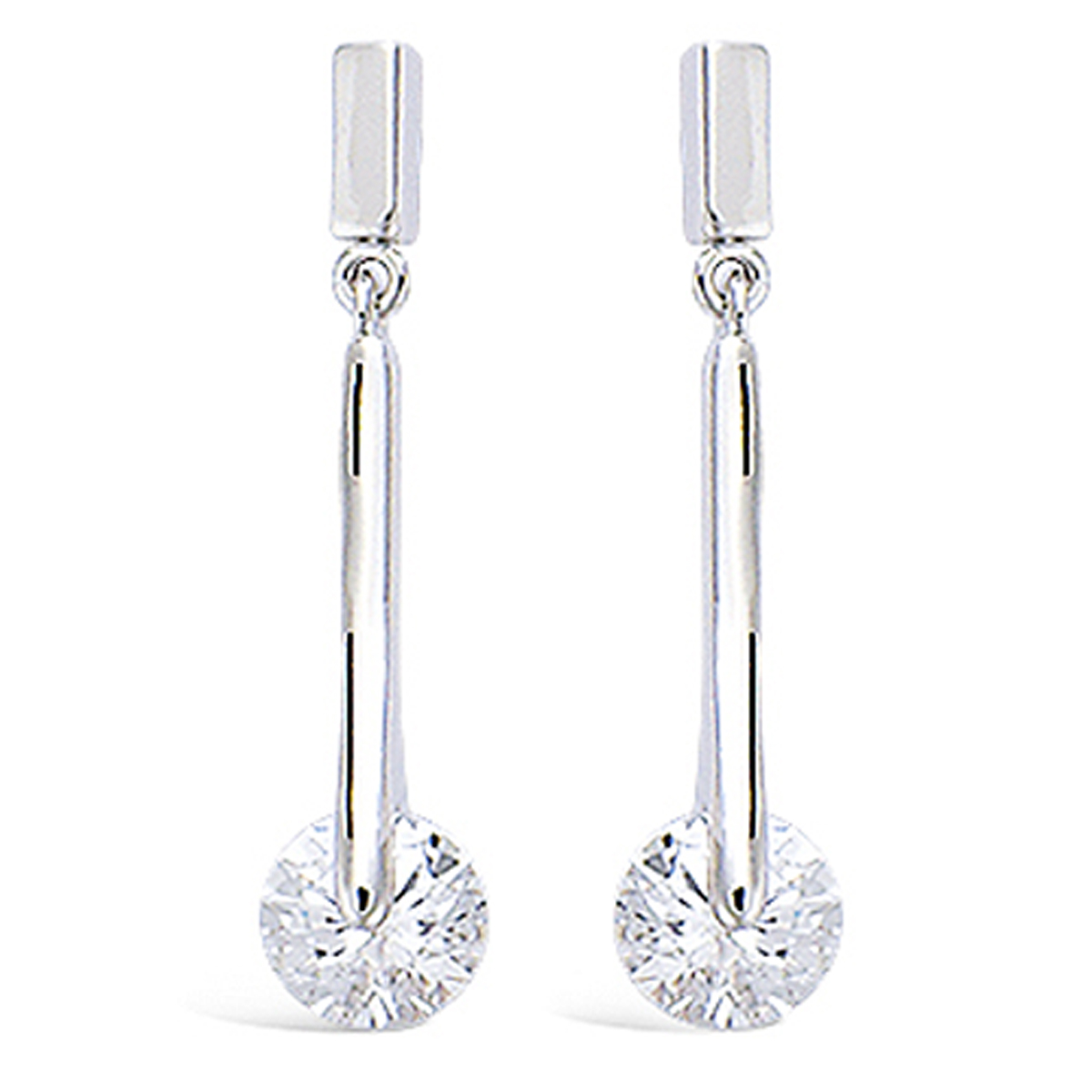 Boucles Argent \'Sissi\' blanc (rhodié) - 37x7 mm - [N6893]