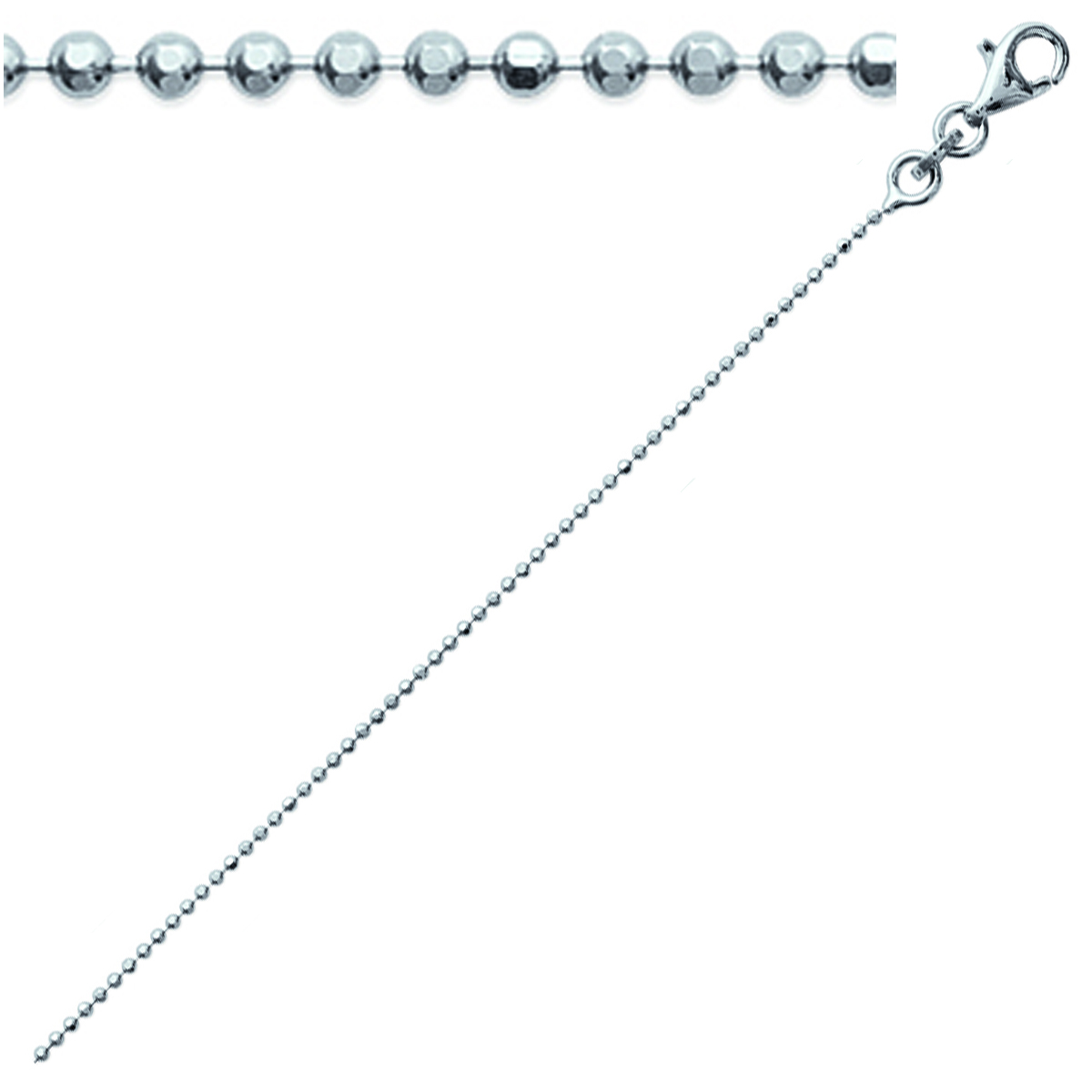 Chaine Argent \'Micro-Billes\' argenté (rhodié) - 45 cm 1 mm - [K3714]