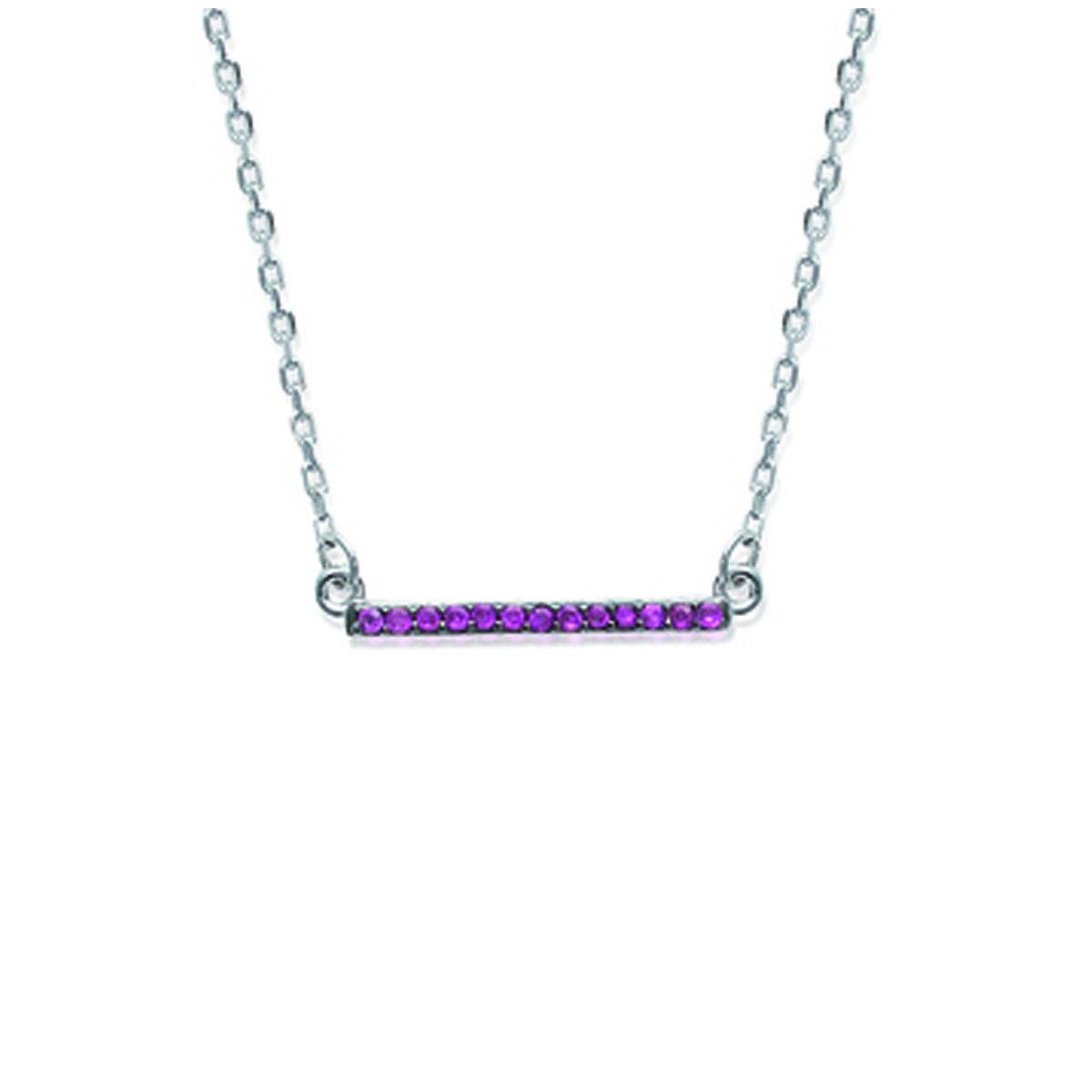 Collier Argent \'Déesse\' fuschia (rhodié) - 18x1 mm - [K3715]