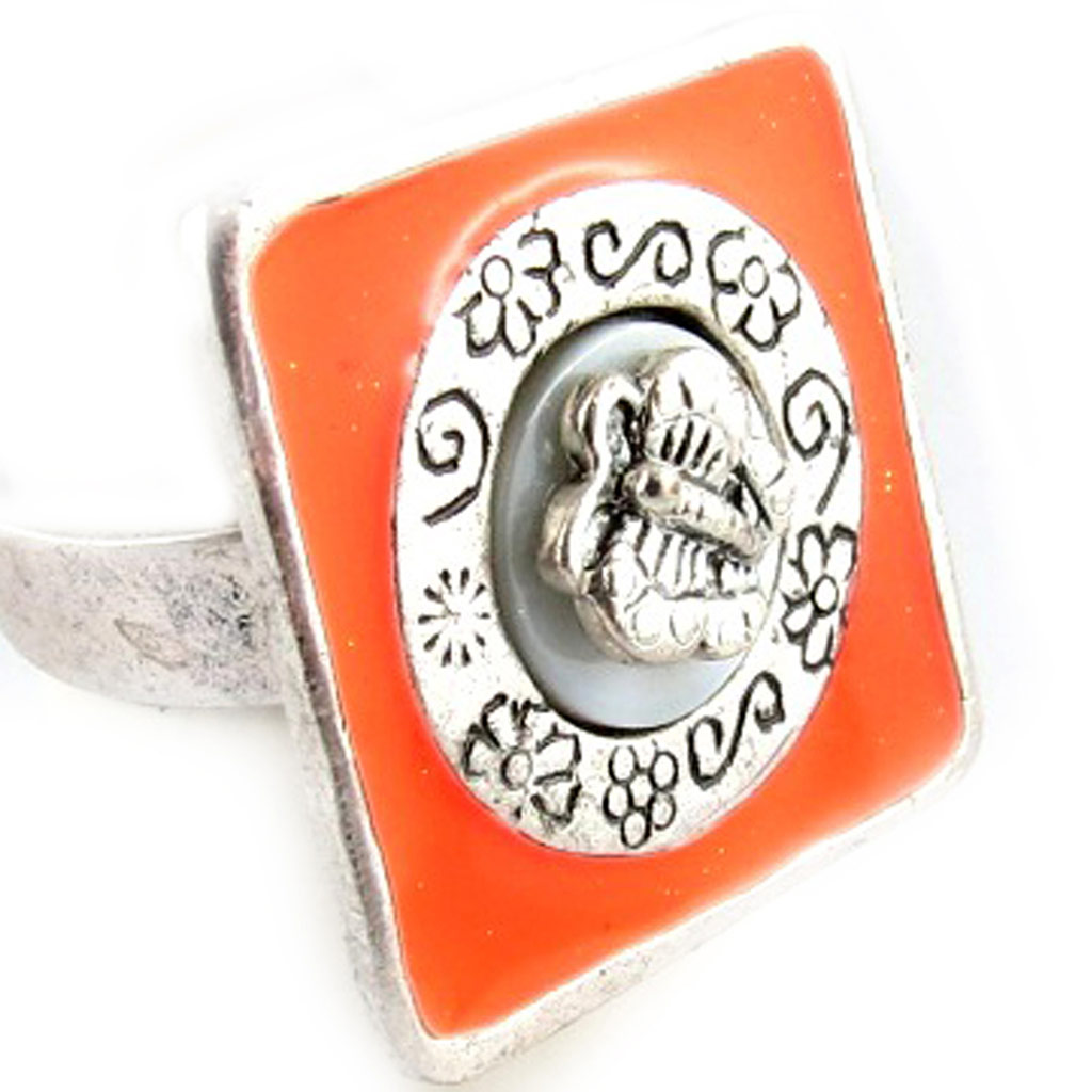 Bague Créateur \'Papillons Antiques\' Orange  - [E6547]