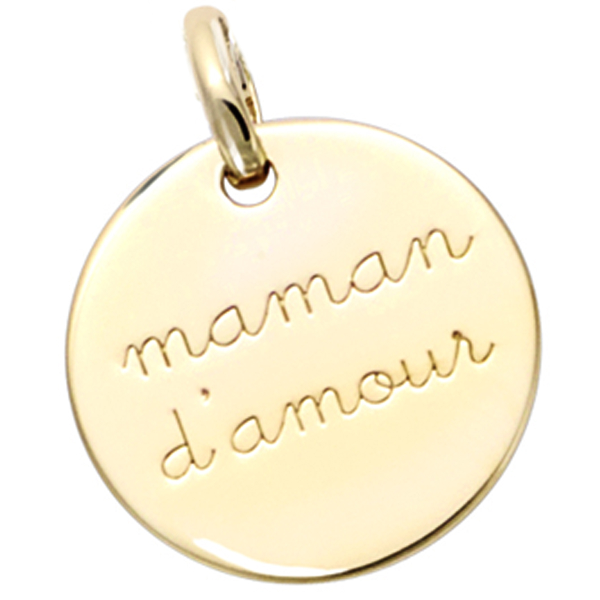 Pendentif Plaqué Or \'Maman d\'Amour\' doré - 15 mm - [Q7533]