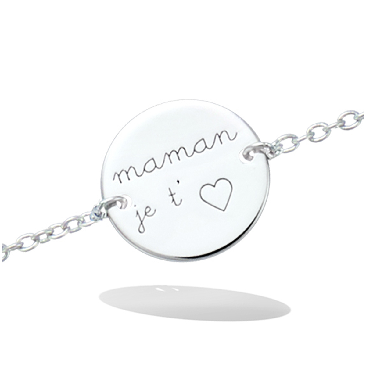 Bracelet Argent \'Maman Je t\'aime\' argenté (rhodié) - 12 mm - [R2556]
