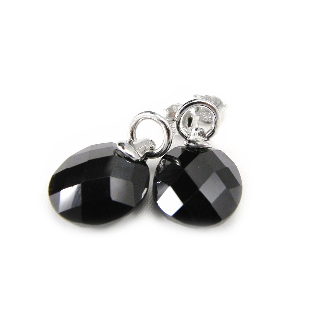 Boucles Argent \'Linda\' Noir - [G9027]