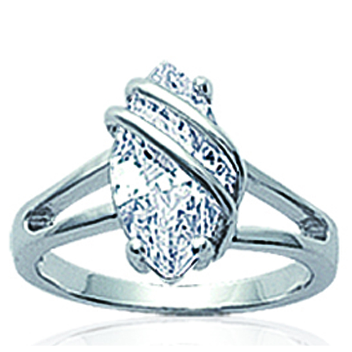 Bague Argent \'Exquise\' Blanc argenté (rhodié) - 10x15 mm - [B9492]