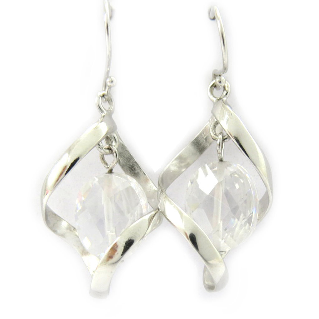 Boucles Argent \'Linda\' blanc - [G9033]